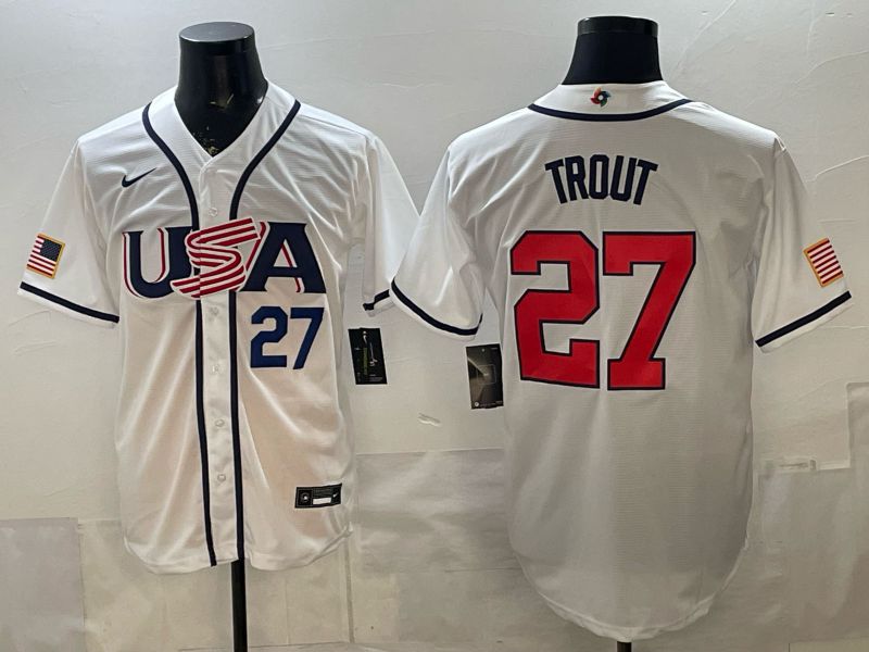 Men 2026 World Cub USA #27 Trout White Game Nike MLB Jersey style 002->->MLB Jersey